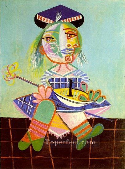 Maya is two and a half years old with a boat 1938 Pablo Picasso Oil Paintings